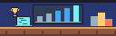 A trophy above a rising bar chart